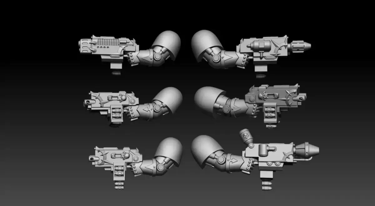 6 HANDS WITH COMBO WEAPONS 3D print model