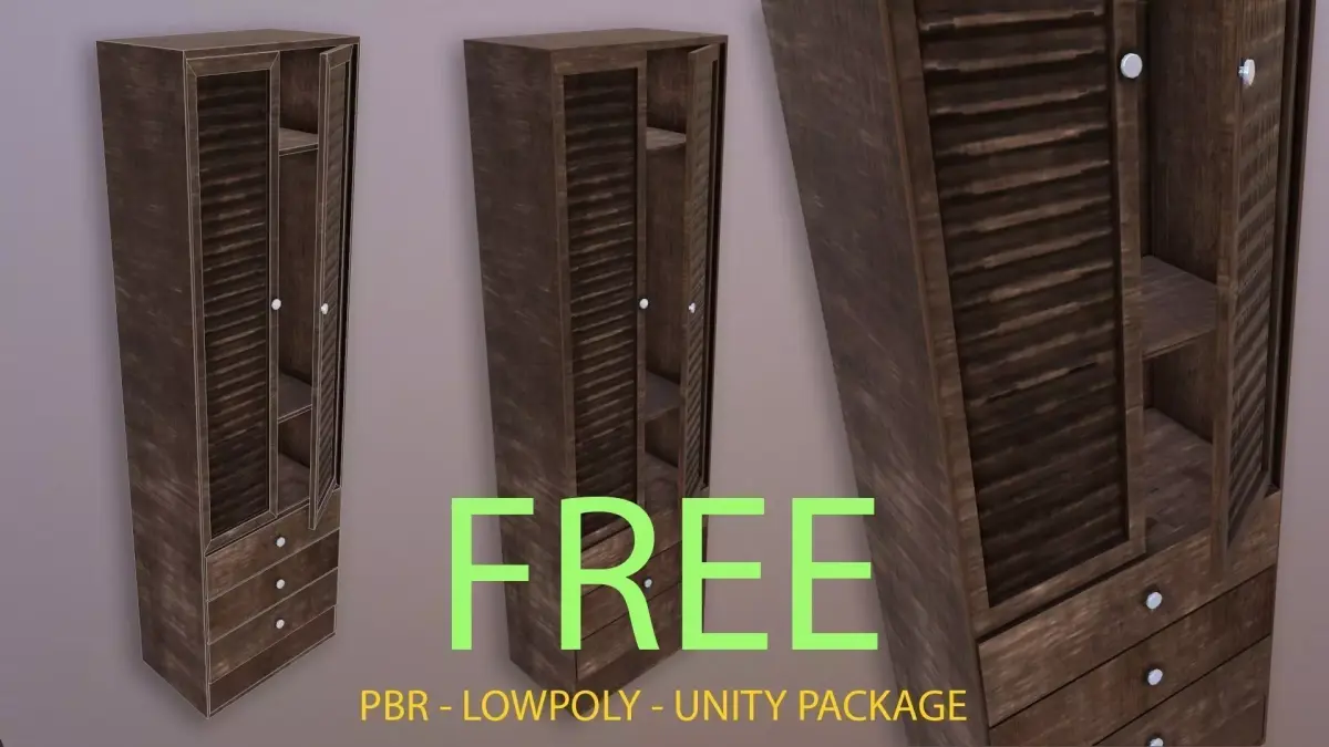 Rustic Wardrobe - Unity Ready  Free low-poly 3D model