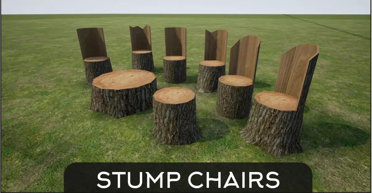 Stump Chair Low-poly 3D model