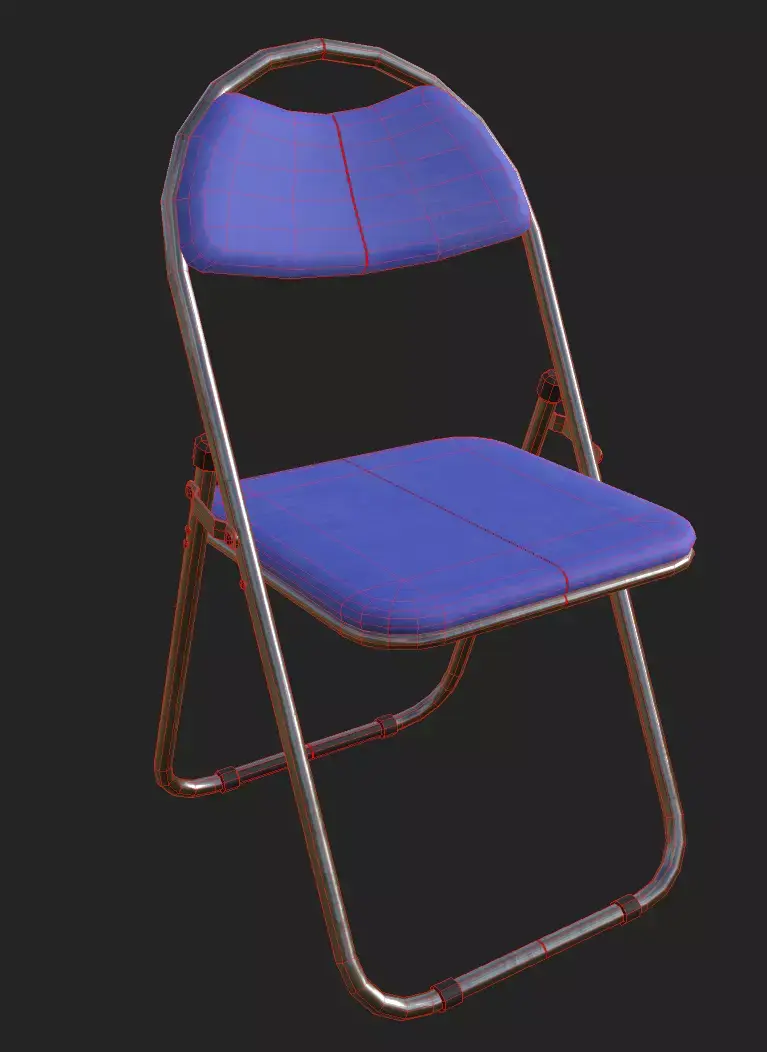 folding chair 3D model Low Poly PBR textures game ready Free low-poly 3D model
