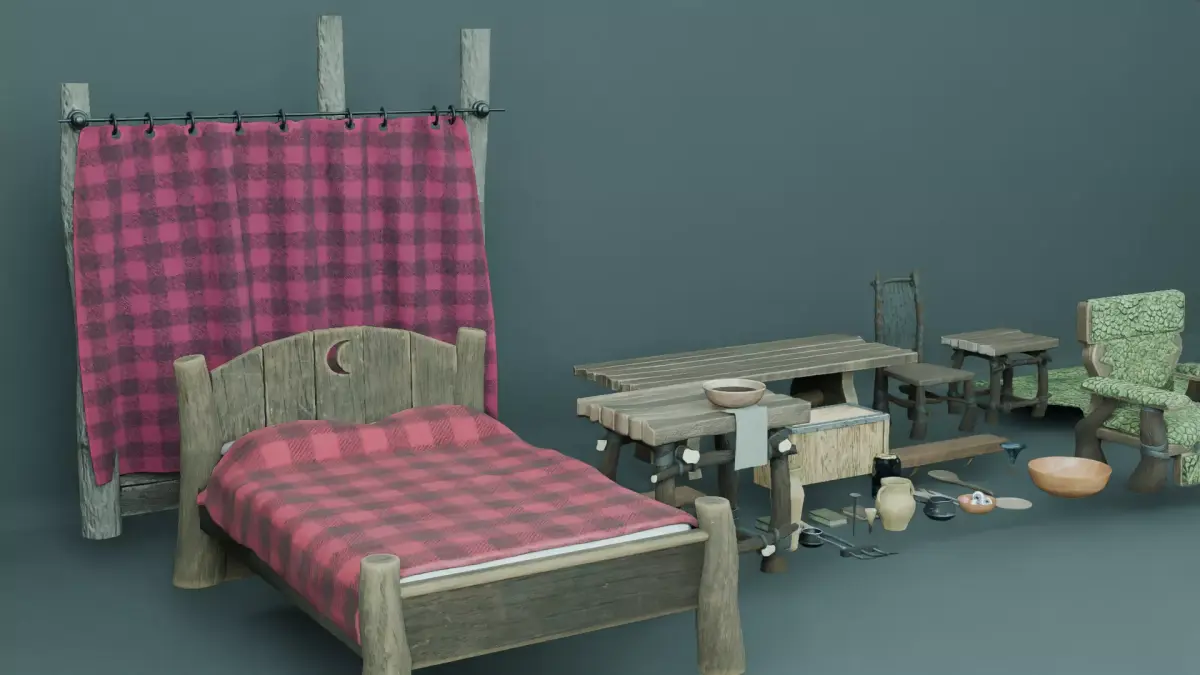 Shrek House Props Low-poly 3D model