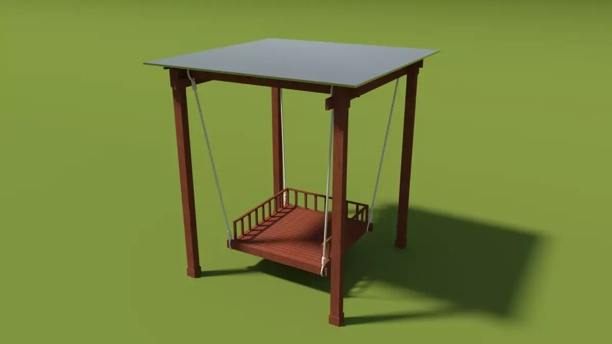 Wooden Bed Swing Free 3D model