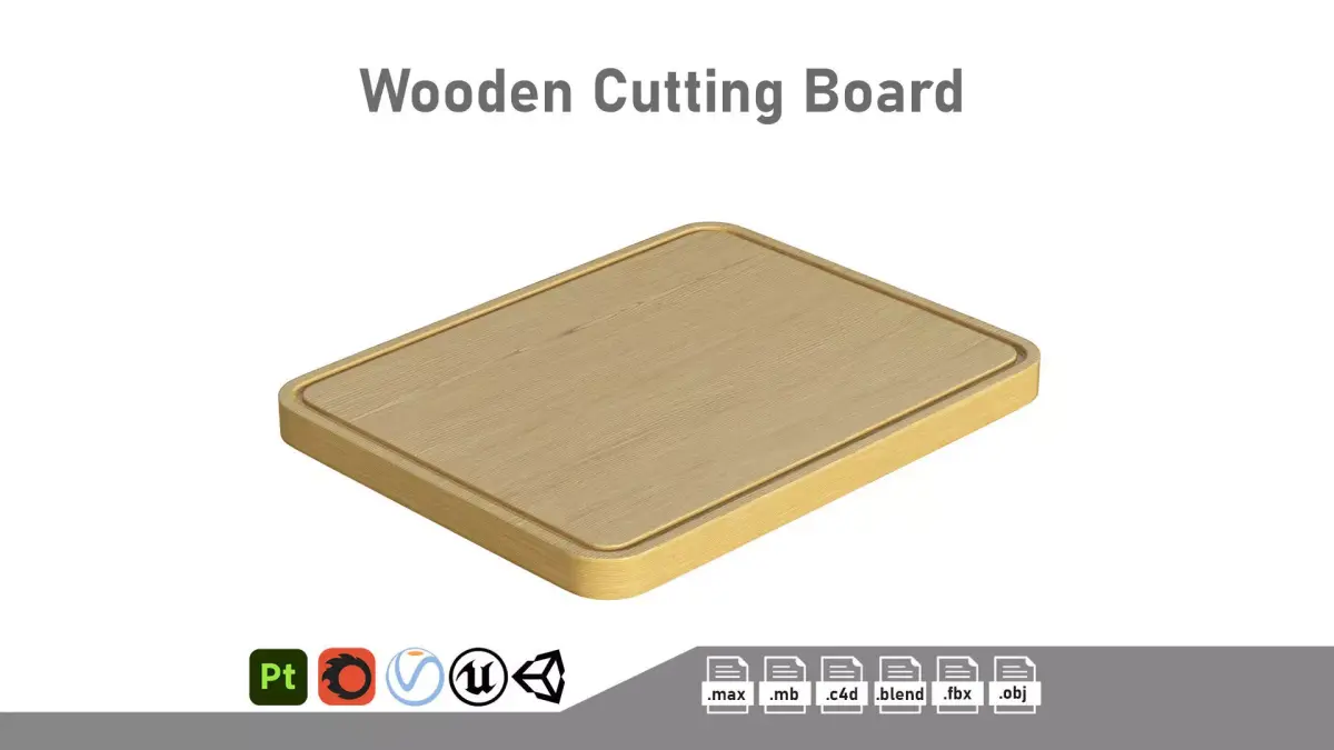 Wooden Cutting Board Low-poly 3D model purchase