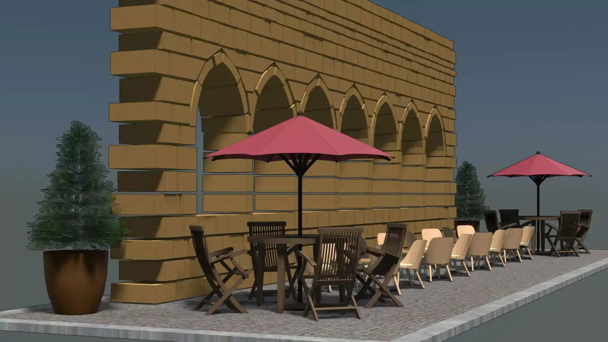 Outdoor cafe 2310 3D model