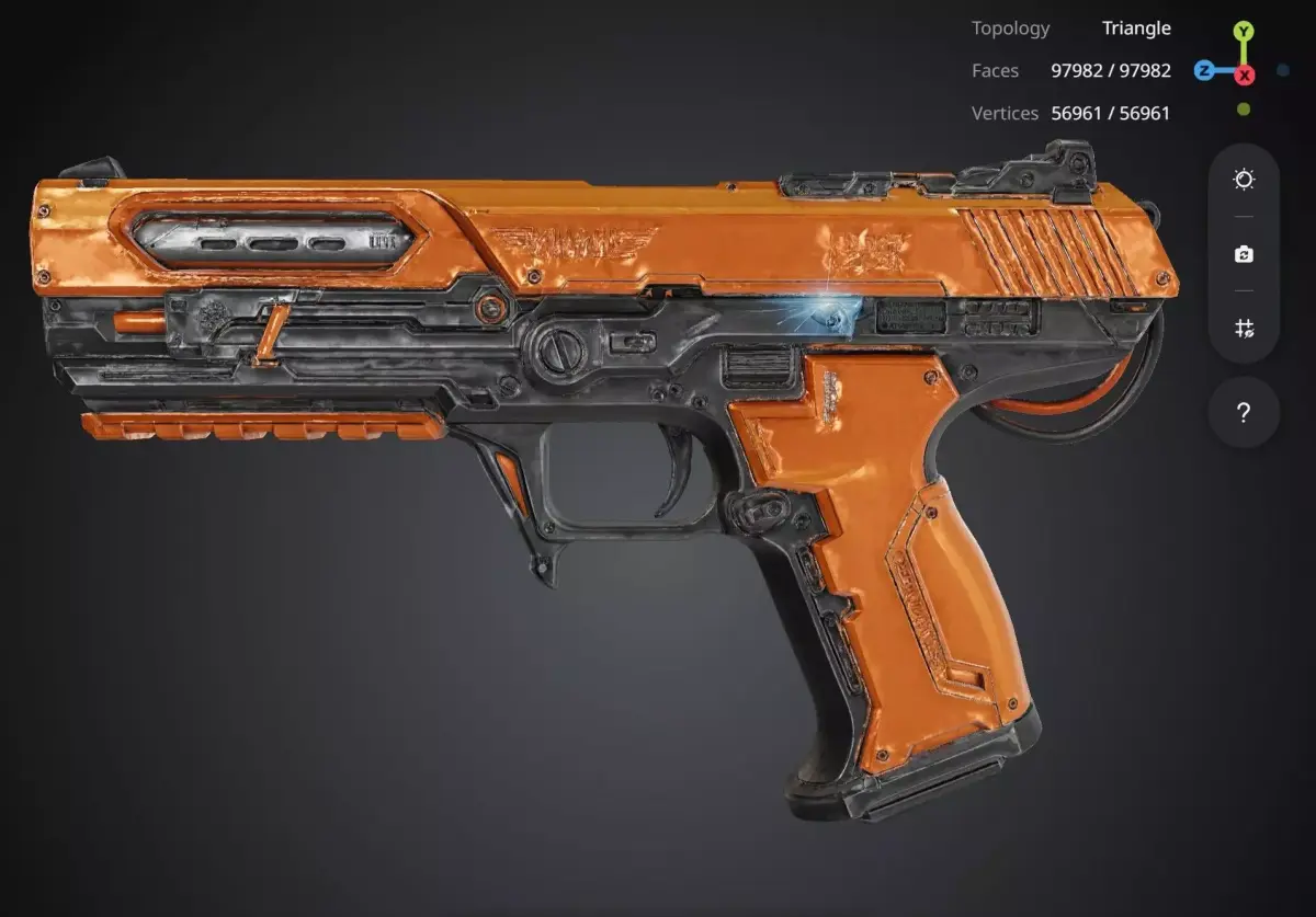 Orange Pistol 3D model 2