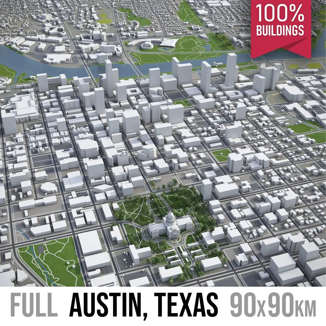 Austin - city and surroundings 3D model