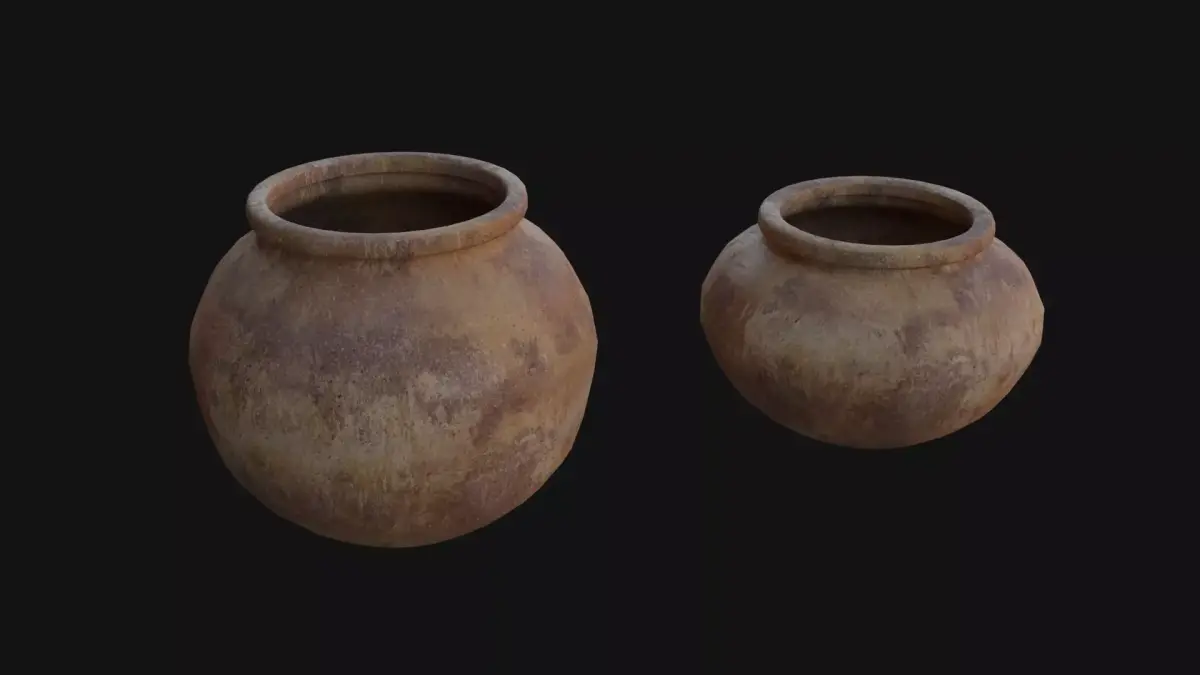 old Vases set 4 Low-poly 3D model