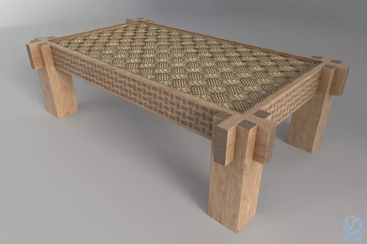 Wicker coffee table Free low-poly 3D model
