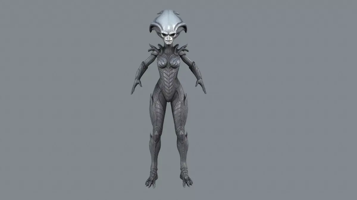 Alien Commander - Sci-Fi Enemy Rigged Game-Ready  Low-poly 3D model