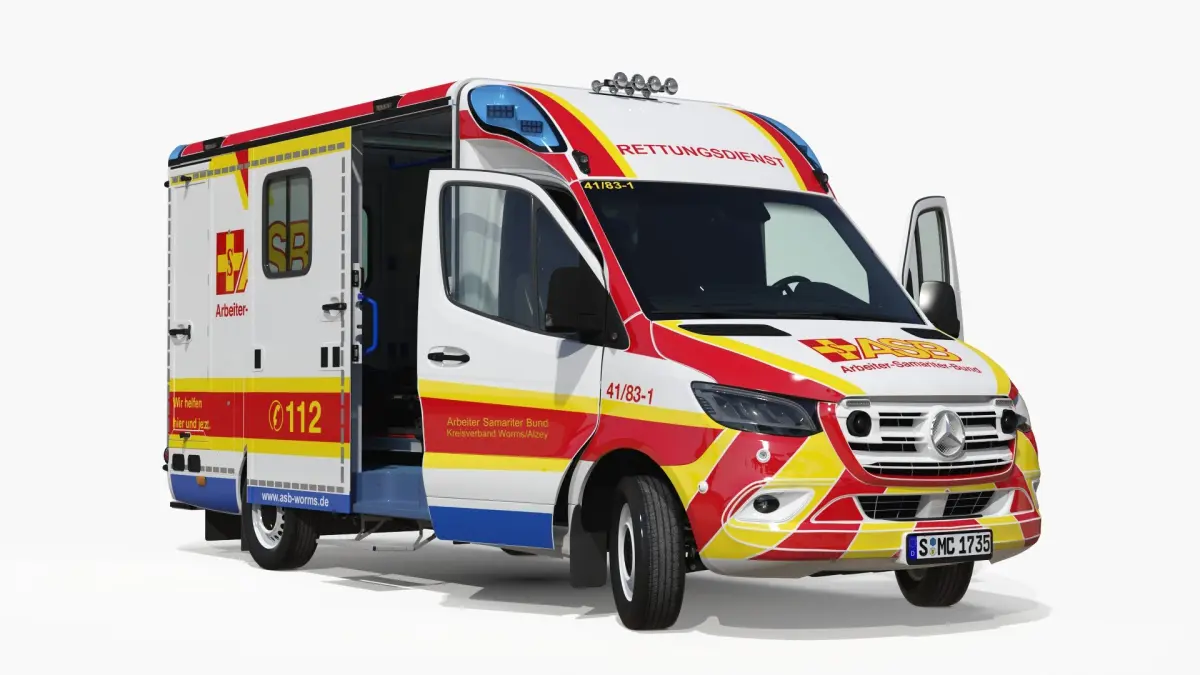 ASB Mercedes Sprinter Ambulance Rigged 3D model
