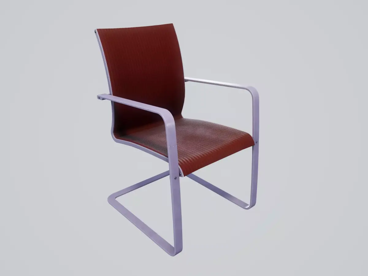 Modern chair deep red wool - lavender painted wood Low-poly 3D model