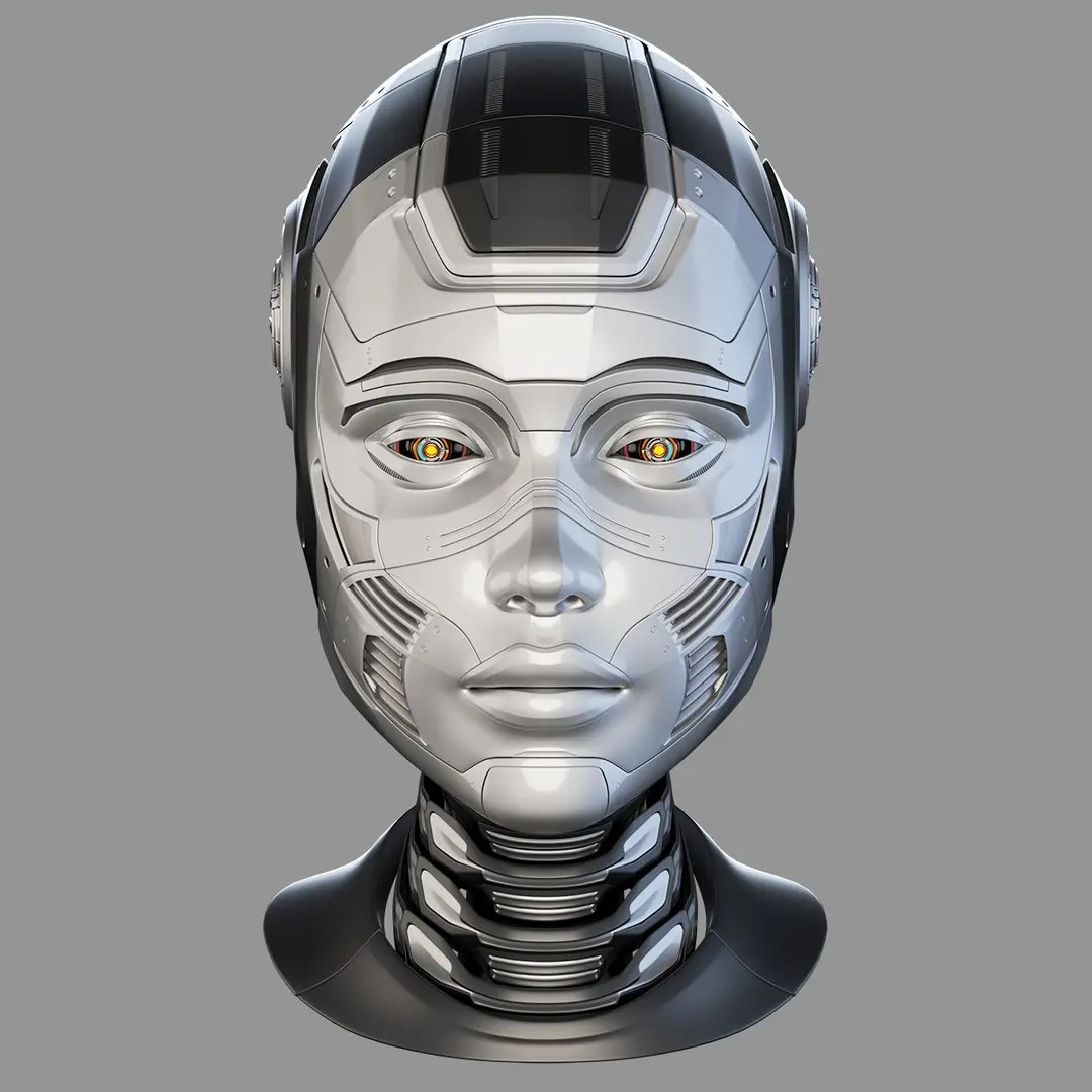 Female cyborg head 3D model
