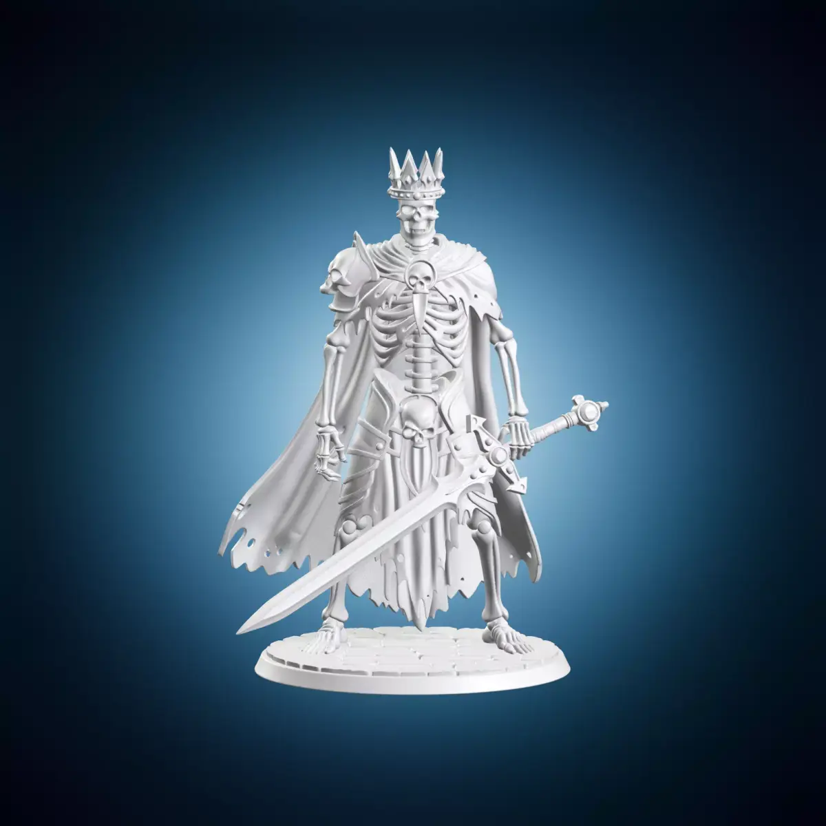Skeleton King Undead Warrior Miniature 3D print model