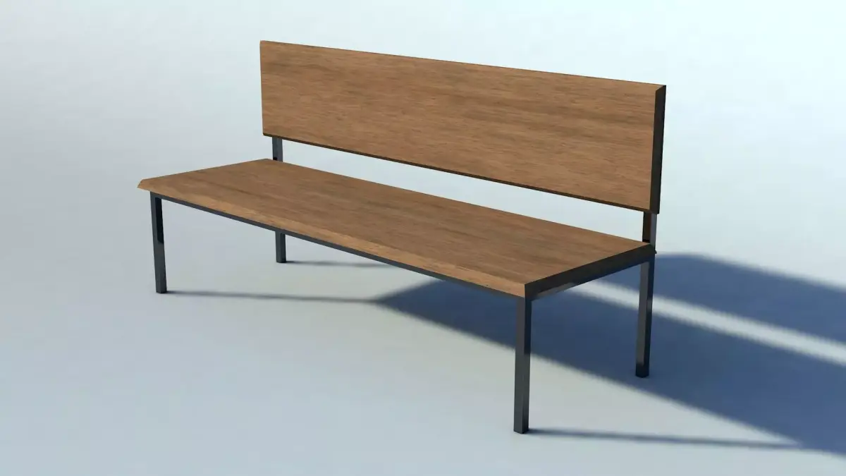 Bench wooden Low-poly 3D model 5