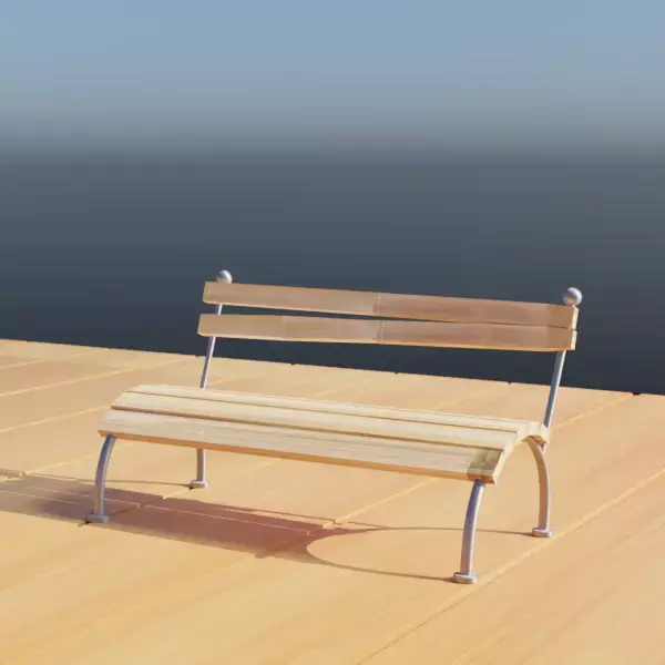 Stylish Wooden Bench - High-Quality 3D Model Low-poly 3D model