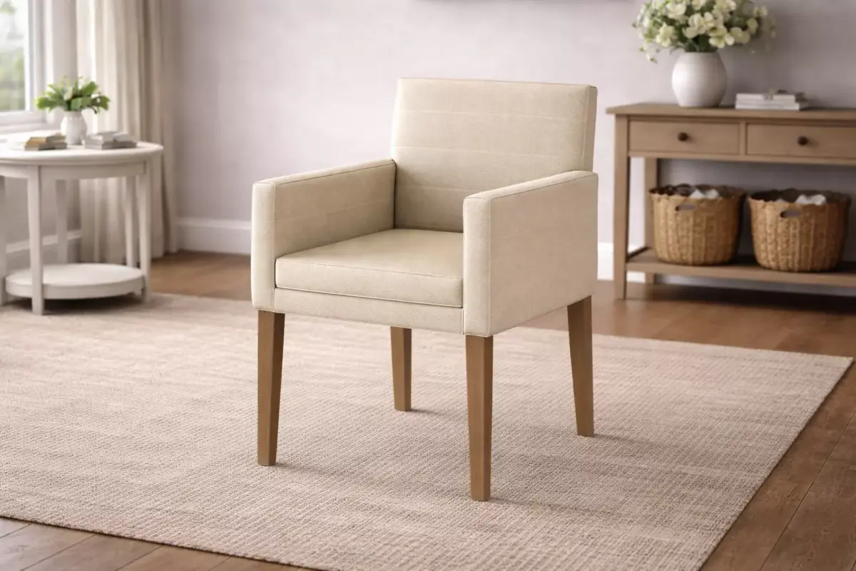 Modern Cream Upholstered Armchair Wood Legs - MorisonDesign  Free low-poly 3D model