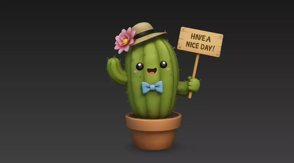 Cute Cartoon Cactus in Pot 3D Model - High Fidelity PBR 4K 3D model