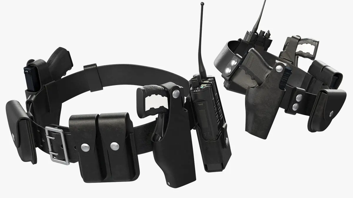 Tactical Utility Belt with Holster Black 3D model