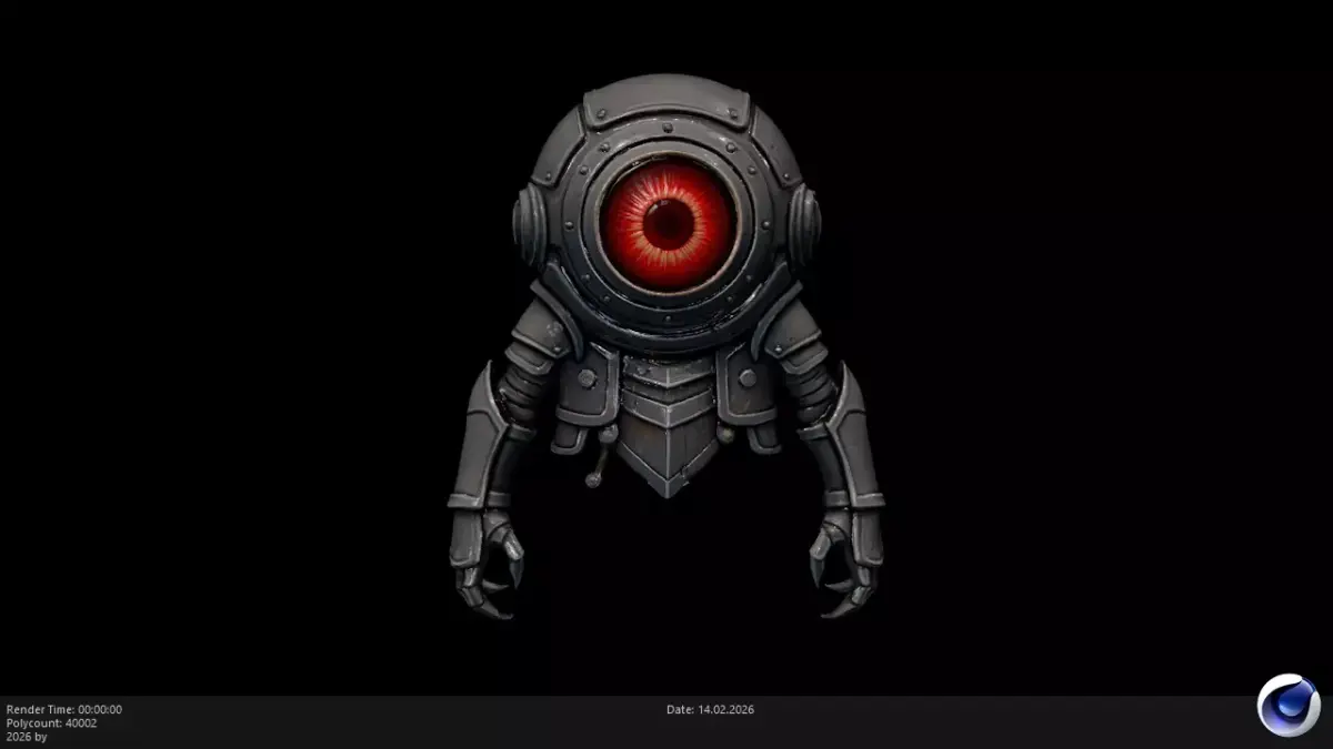 Low Poly Stylized Armored Ghost Eye - PBR Low-poly 3D model