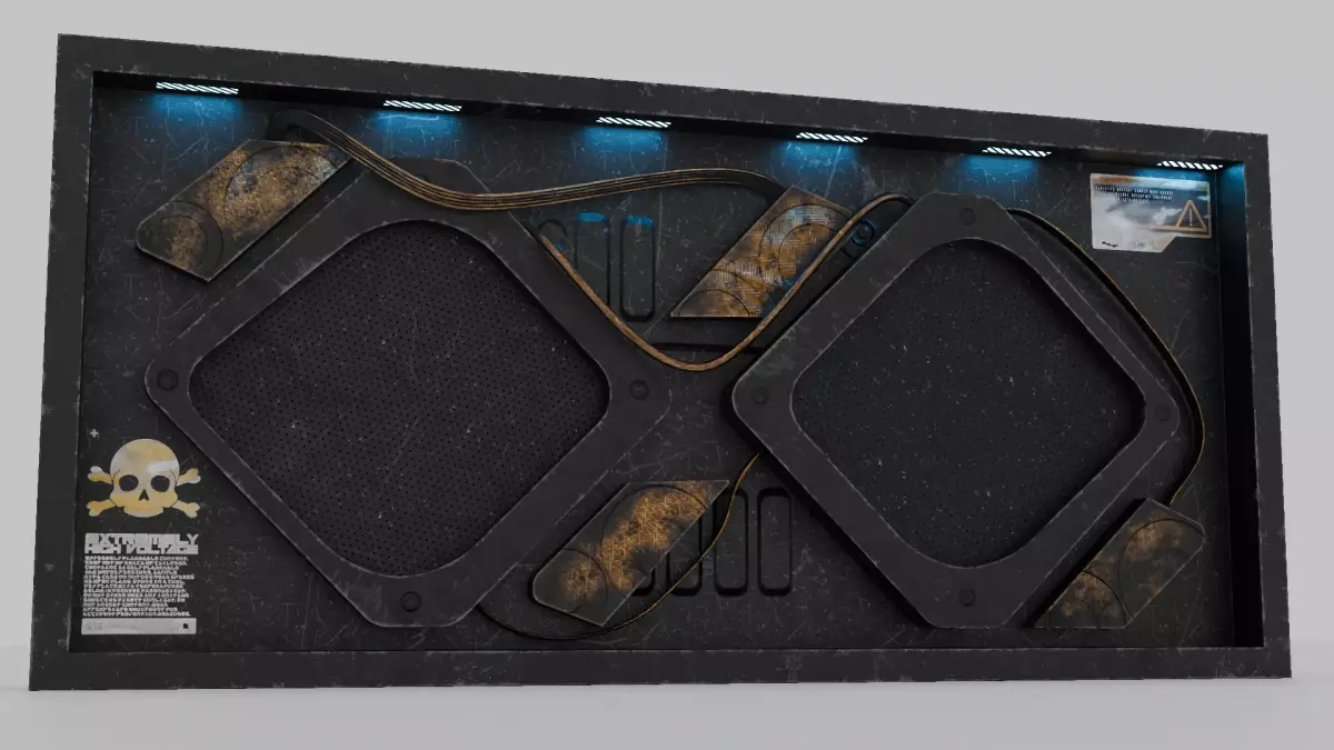 Cyberpunk Sci-Fi Industrial Wall Control Panel Low-poly 3D model
