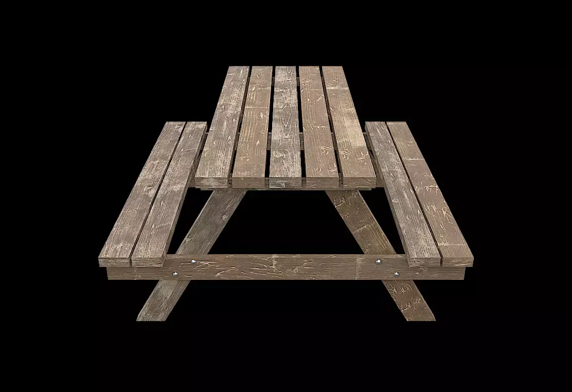 PicnicBench01 wooden picnic table Low-poly 3D model