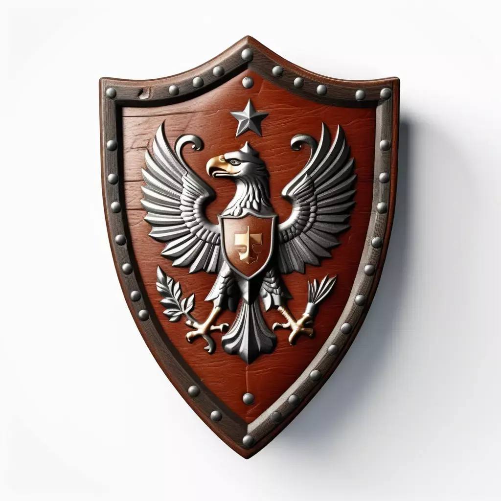 Worn Wooden Shield with Emblem 3D model