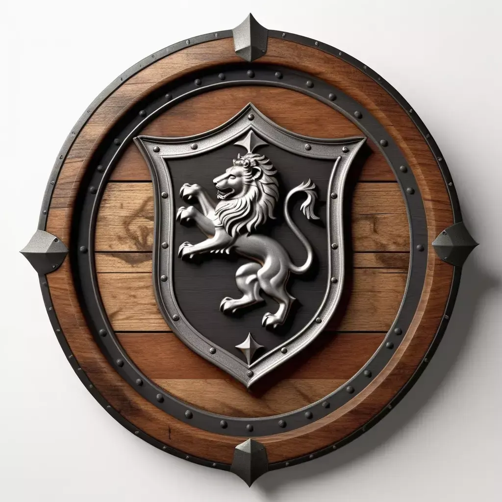 Medieval Lion Crest Shield 3D model