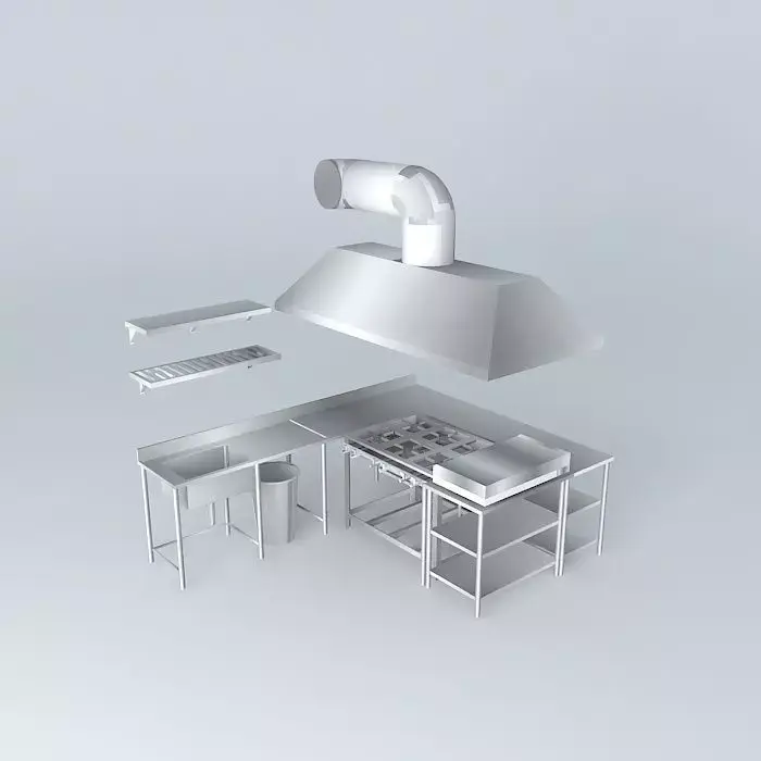 Kit233 Bench Coifa and Stove Stainless by Alex Marques Free 3D model