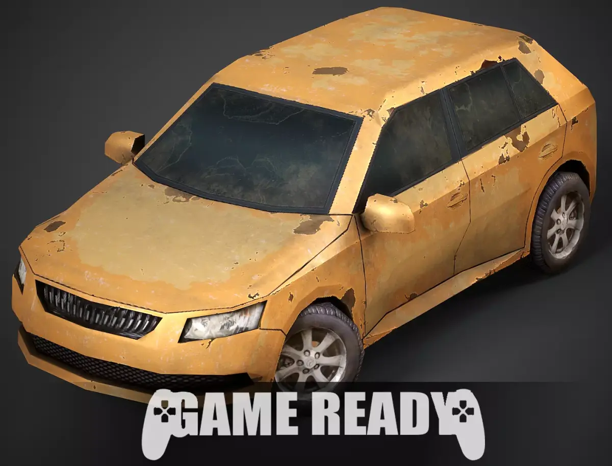 Abandoned Modern Car - Low Poly Game Ready Low-poly 3D model