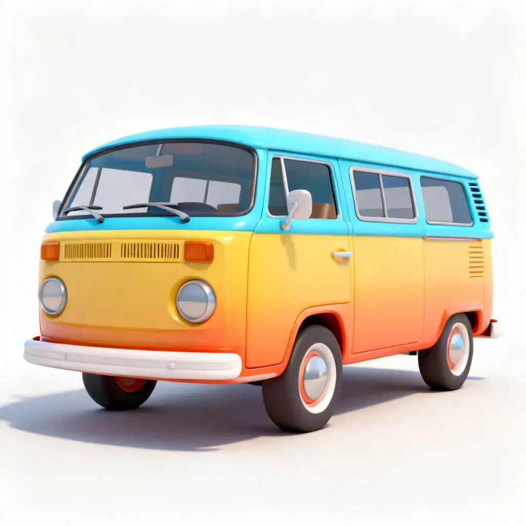 Stylized 3D Vintage Tropical Delivery Van Low-poly 3D model