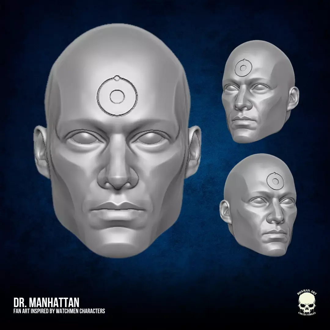 Doctor Manhattan FanArt head 3D printable For Action Figures 3D print model