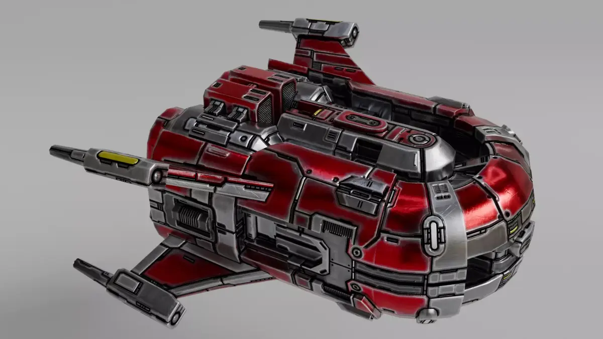 Scifi Spaceship RED Low-poly 3D model