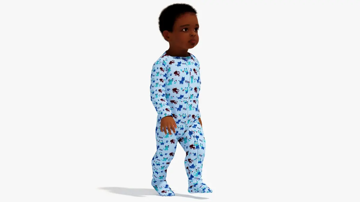 Little Dark Skin Boy in Full Bodysuit Rigged 3D model