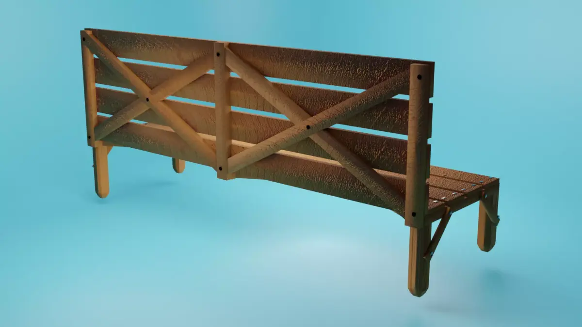 Sitting Wooden Bench for park home furniture Free low-poly 3D model