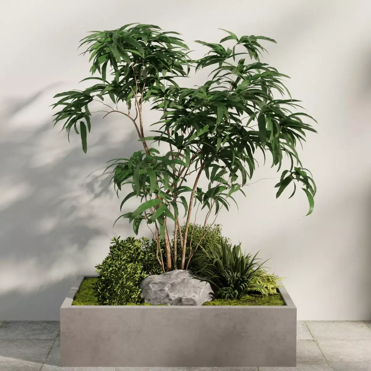 Minimal Courtyard Planter Tree Free 3D model