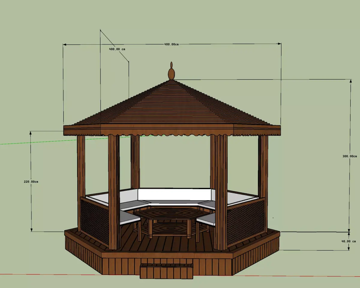 3D Wooden Gazebo Model 3D print model