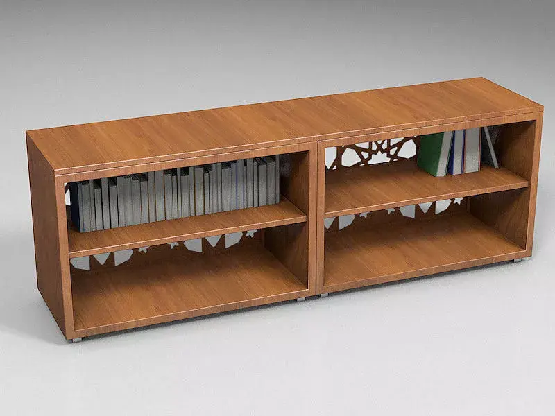 Chest wooden bookcase with books Free 3D model