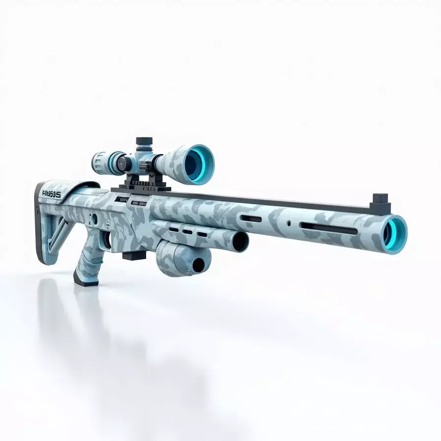 Arctic Camouflage Sniper Rifle 3D Model Cold Weather Warfare Low-poly 3D model