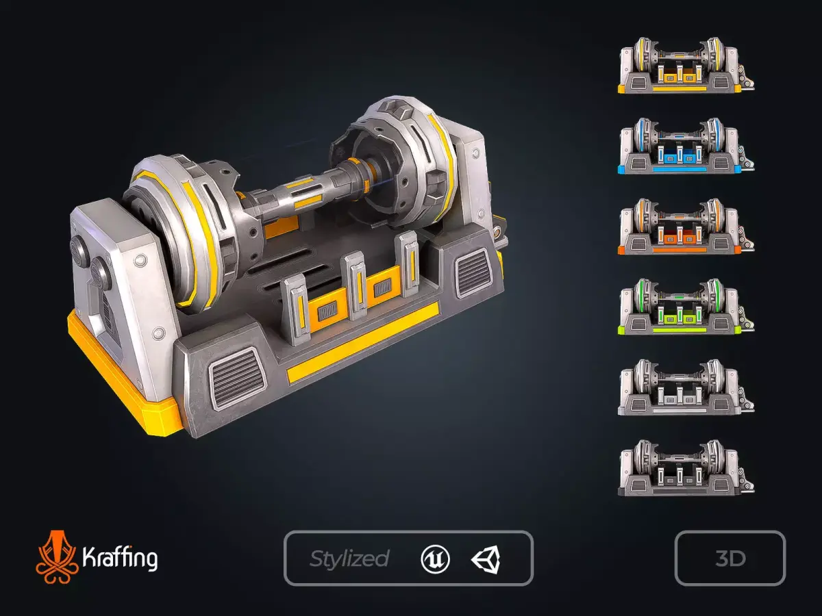 SCI-FI Reactor V1 Futuristic Power Core Low-poly 3D model