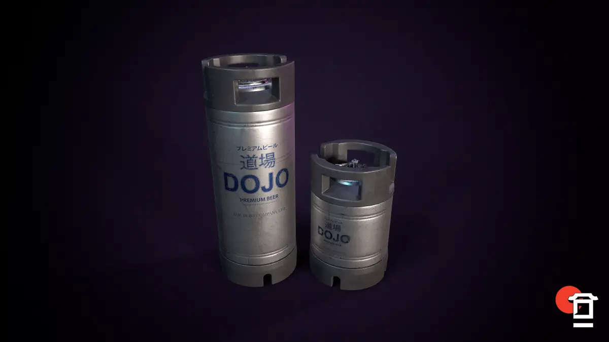 Steel Beer Keg Set - PBR Game Ready - Low-poly 3D model