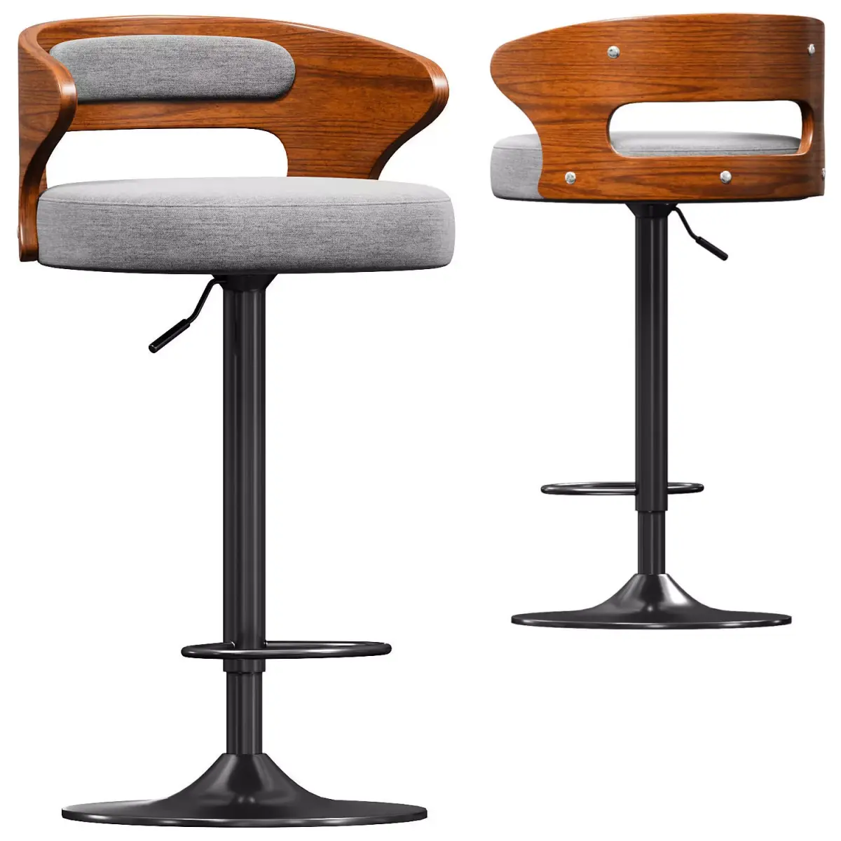 Levede 1x Bar Stools Kitchen Gas Lift Wooden Beech Stool Free 3D model