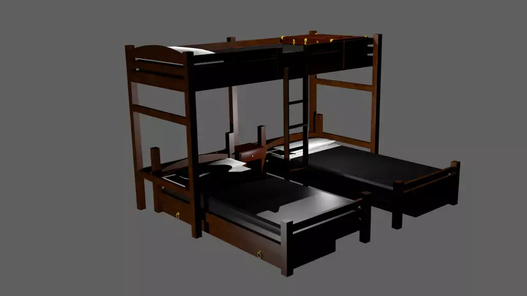 triple bunkbeds and furniture Free 3D model