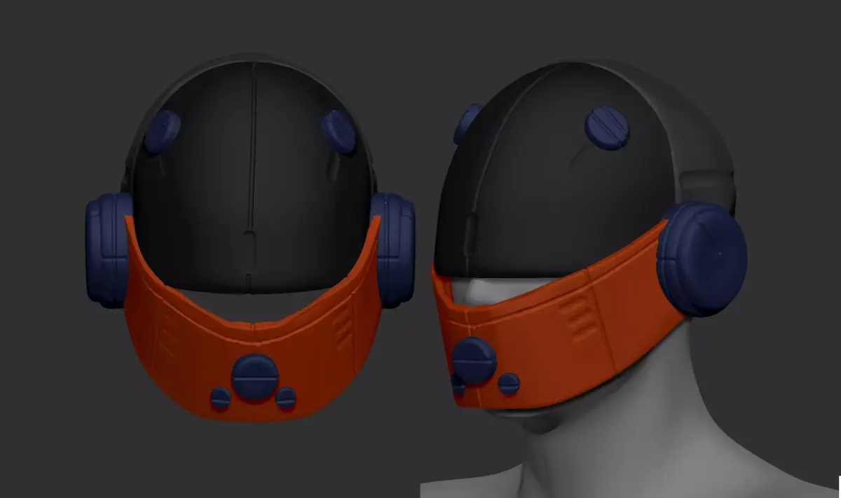 High quality scifi helmet high poly sculpt 3d printable 3D model 2