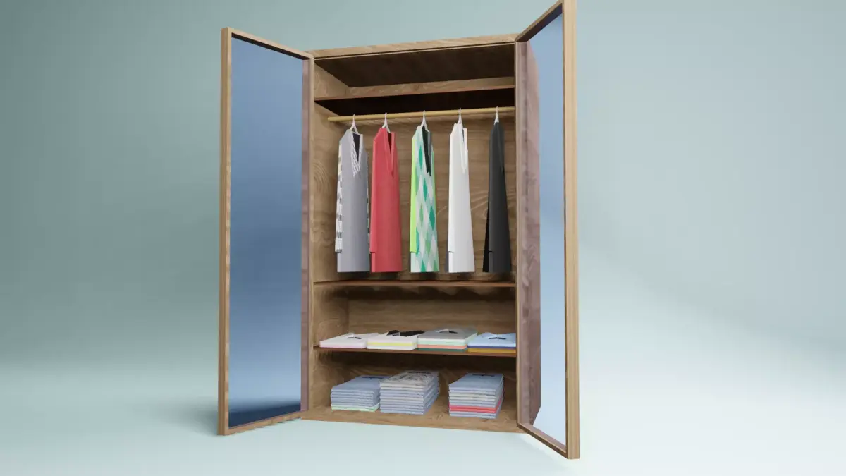 3D modeling of a wooden bedroom wardrobe Free 3D model