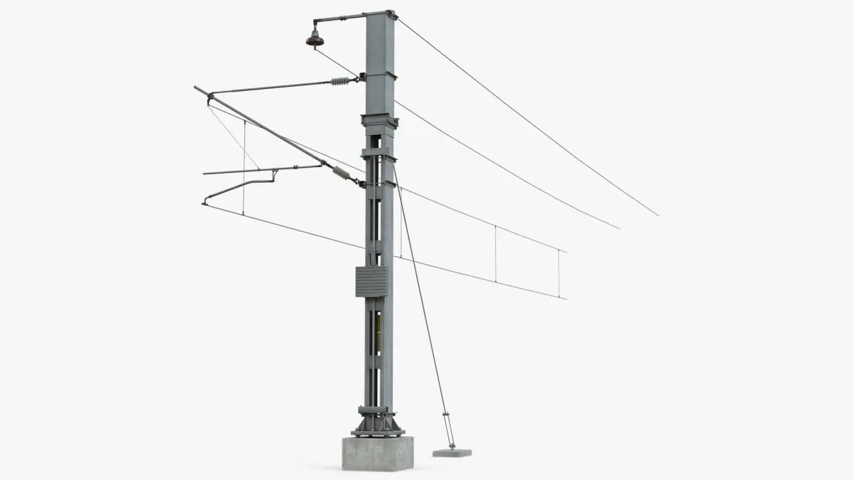 Railway Cantilever Catenary Pole Gray 3D model purchase