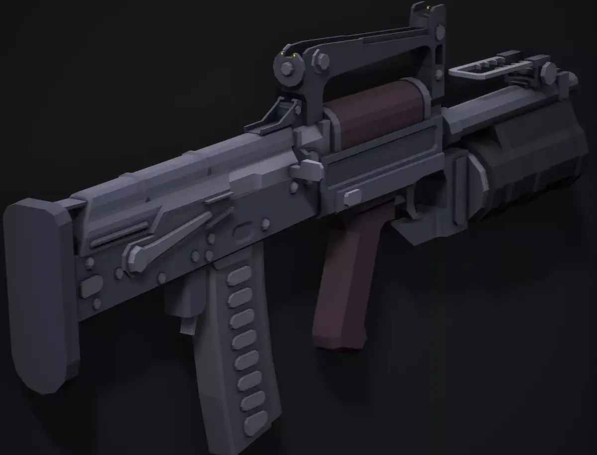 Stylized Ots-14 Groza Low Poly Game Ready Low-poly 3D model