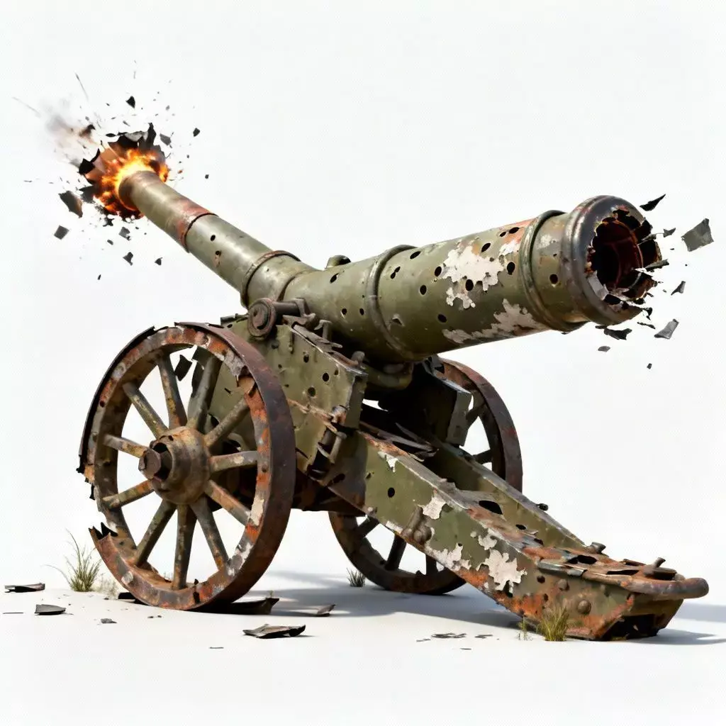 Destroyed Field Artillery Cannon 3D Model Low-poly 3D model