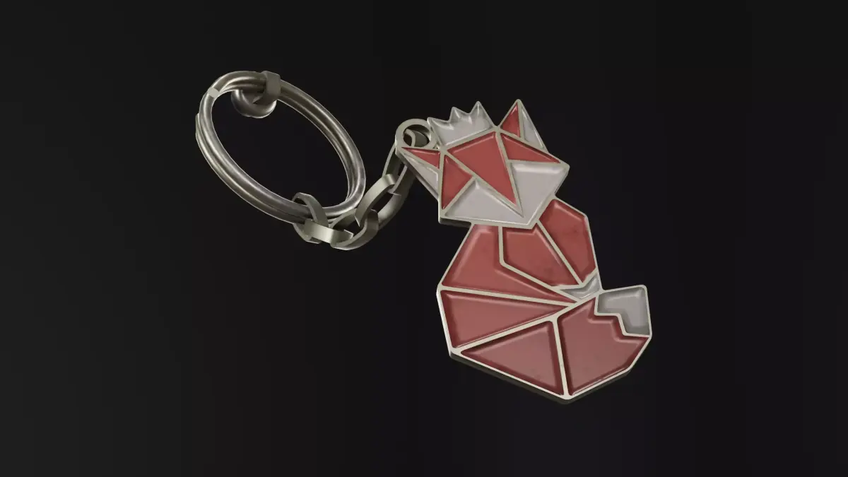 Keychain fox Low-poly 3D model