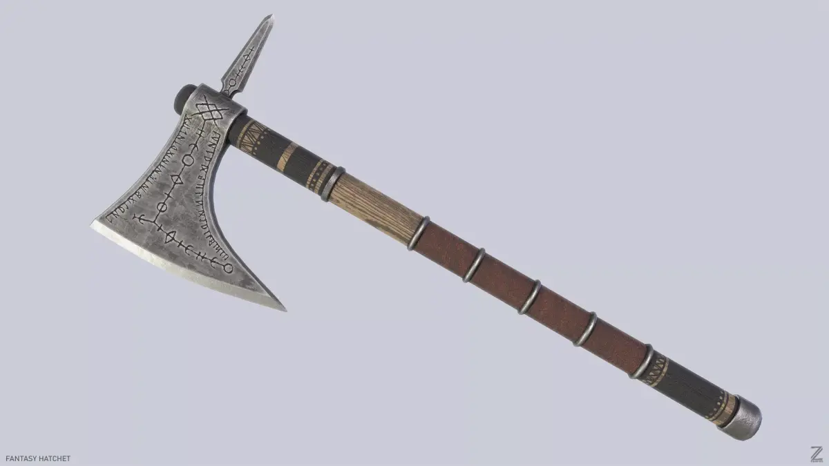 Fantasy hatchet Low-poly 3D model