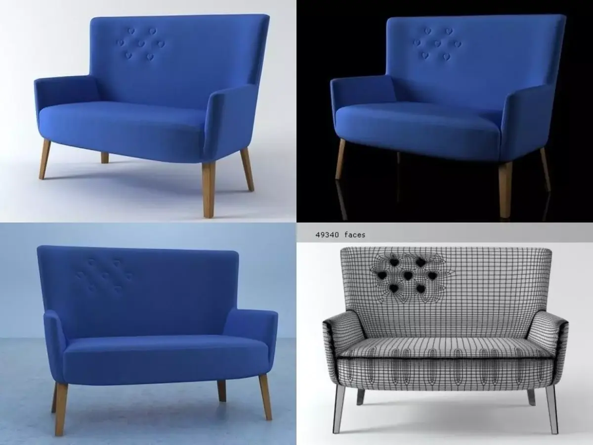 Chair Double Free 3D model